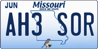 MO license plate AH3S0R
