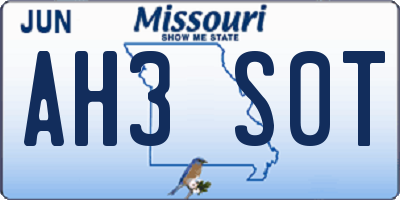 MO license plate AH3S0T