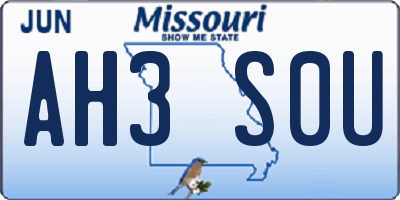 MO license plate AH3S0U