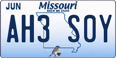 MO license plate AH3S0Y