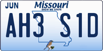 MO license plate AH3S1D