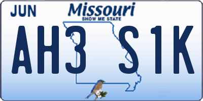 MO license plate AH3S1K