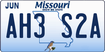 MO license plate AH3S2A
