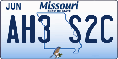 MO license plate AH3S2C