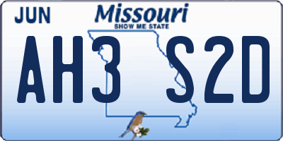 MO license plate AH3S2D
