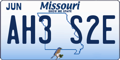 MO license plate AH3S2E