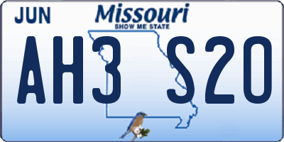 MO license plate AH3S2O