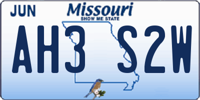 MO license plate AH3S2W
