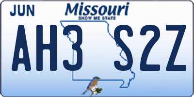 MO license plate AH3S2Z