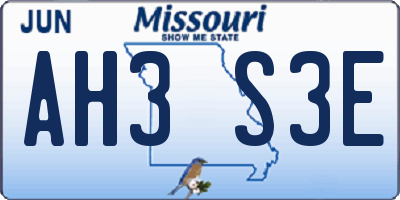 MO license plate AH3S3E