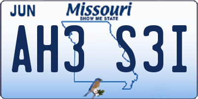 MO license plate AH3S3I