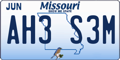 MO license plate AH3S3M
