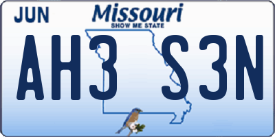 MO license plate AH3S3N