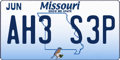 MO license plate AH3S3P