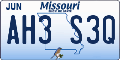 MO license plate AH3S3Q