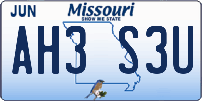 MO license plate AH3S3U