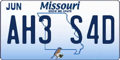 MO license plate AH3S4D
