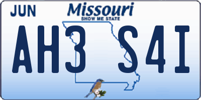 MO license plate AH3S4I
