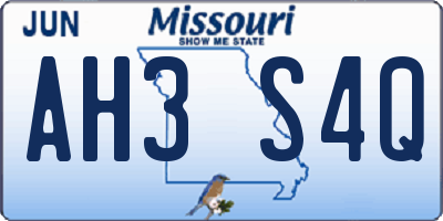 MO license plate AH3S4Q