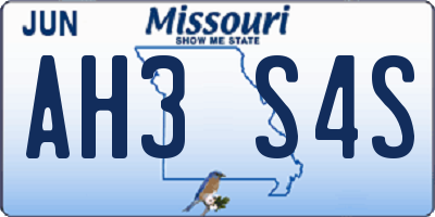 MO license plate AH3S4S