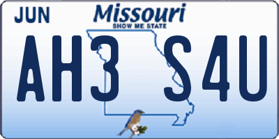 MO license plate AH3S4U