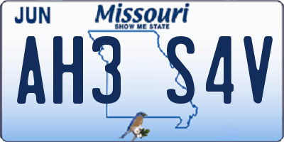 MO license plate AH3S4V