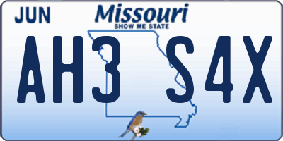 MO license plate AH3S4X