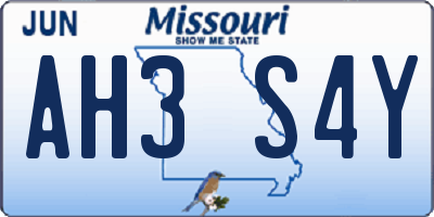 MO license plate AH3S4Y