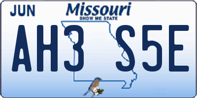 MO license plate AH3S5E