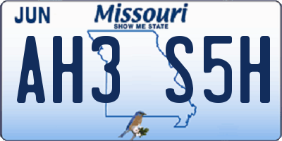 MO license plate AH3S5H