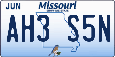 MO license plate AH3S5N