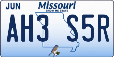 MO license plate AH3S5R