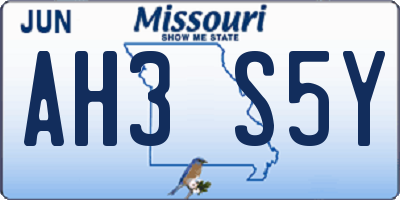 MO license plate AH3S5Y