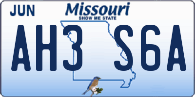 MO license plate AH3S6A