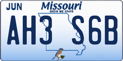 MO license plate AH3S6B