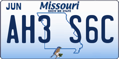MO license plate AH3S6C