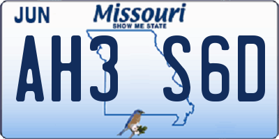 MO license plate AH3S6D