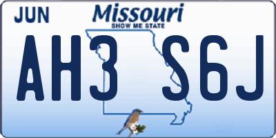 MO license plate AH3S6J