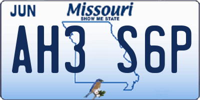 MO license plate AH3S6P