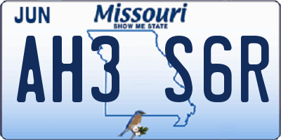 MO license plate AH3S6R