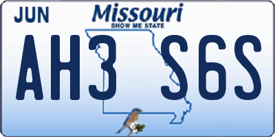 MO license plate AH3S6S