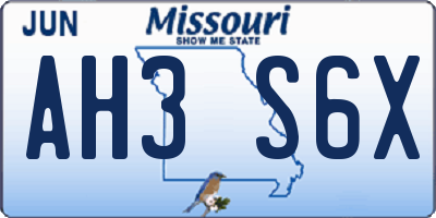 MO license plate AH3S6X