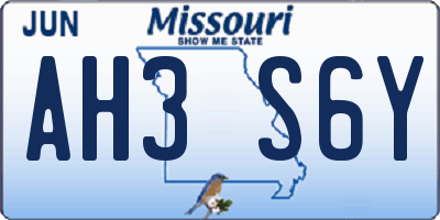 MO license plate AH3S6Y
