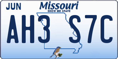 MO license plate AH3S7C