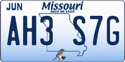MO license plate AH3S7G
