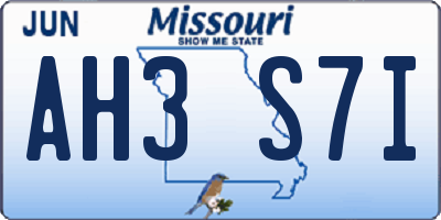 MO license plate AH3S7I