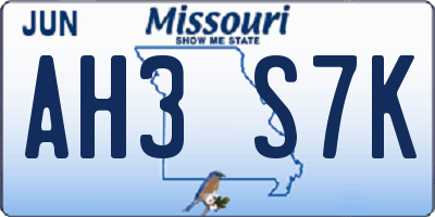 MO license plate AH3S7K