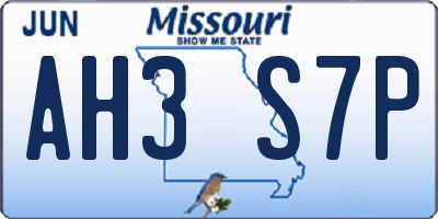 MO license plate AH3S7P