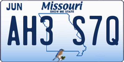 MO license plate AH3S7Q
