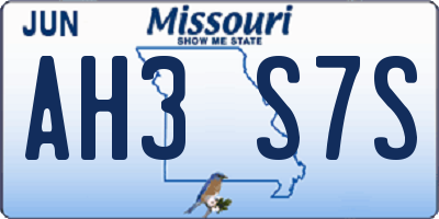 MO license plate AH3S7S